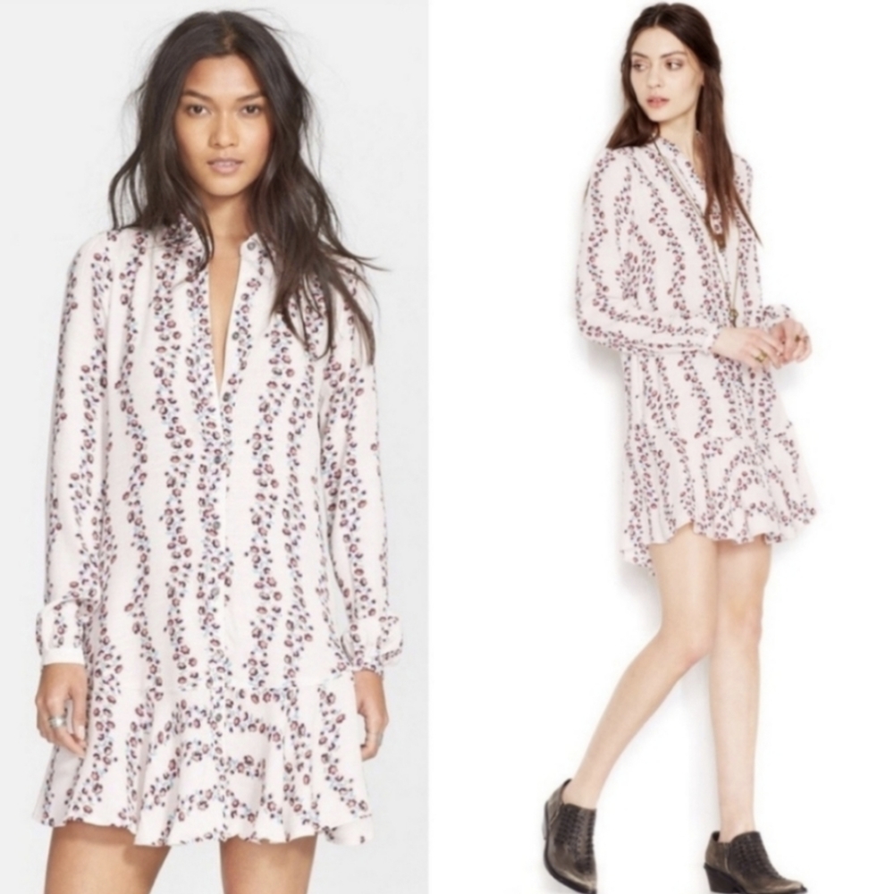 Free People | long sleeve floral midi dress